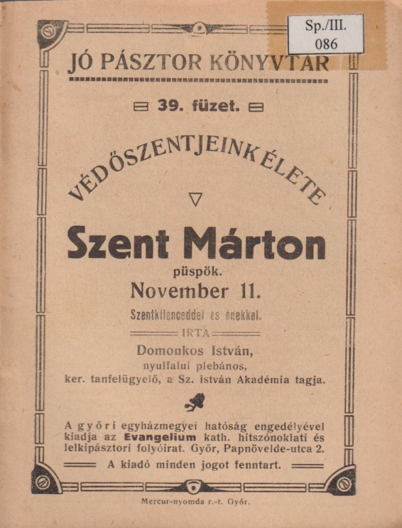 DOMONKOS ISTVÁN - Szent Márton [antikvár]