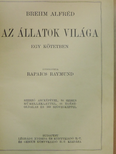 Alfred Brehm - Brehm - Az állatok világa [antikvár]