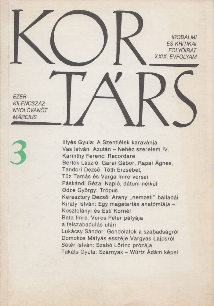 SZÁRAZ GYÖRGY - Kortárs 1985/3 [antikvár]