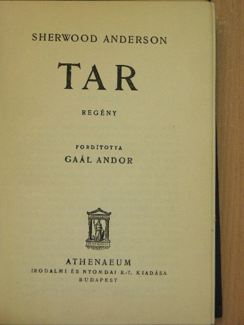 Sherwood Anderson - Tar [antikvár]