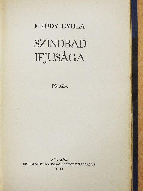 Krudy Gyula - Szindbád ifjusága [antikvár]