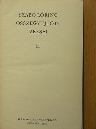 Szabó Lőrinc - Szabó Lőrinc összegyűjtött versei II. (töredék) [antikvár]