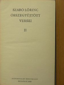 Szabó Lőrinc - Szabó Lőrinc összegyűjtött versei II. (töredék) [antikvár]