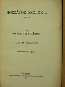 Gergelyffy Gábor - Hozzátok szólok... [antikvár]