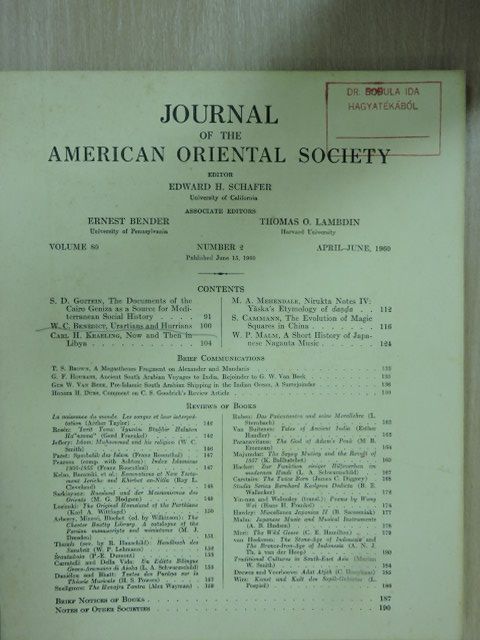 Carl H. Kraeling - Journal of the American Oriental Society April-June 1960 (Bobula Ida könyvtárából) [antikvár]