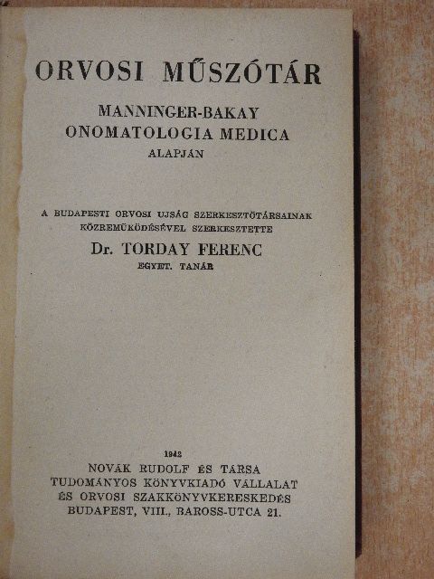 Orvosi műszótár [antikvár]