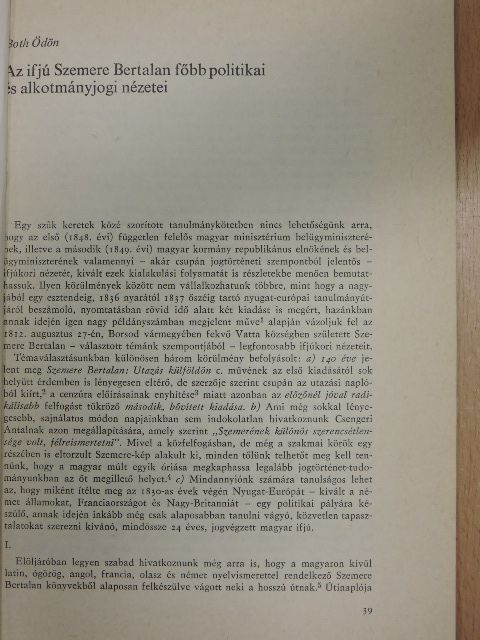 Both Ödön - Az ifjú Szemere Bertalan főbb politikai és alkotmányjogi nézetei [antikvár]