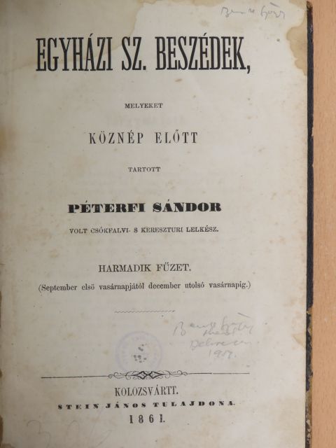 Péterfi Sándor - Egyházi sz. beszédek III./Egyházi szent beszédek II. [antikvár]