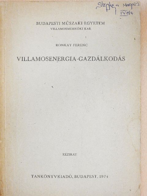 Ronkay Ferenc - Villamosenergia-gazdálkodás [antikvár]