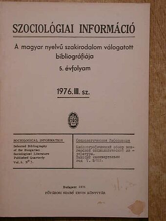 Szociológiai információ 1976/3. [antikvár]