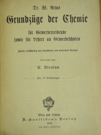 Dr. W. Artus - Grundzüge der Chemie (gótbetűs) [antikvár]
