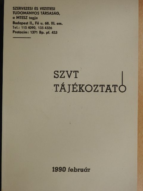 SZVT Tájékoztató 1990. február [antikvár]