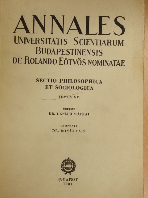 Hermann István - Annales Universitatis Scientiarum Budapestinensis de Rolando Eötvös Nominatae XV. [antikvár]