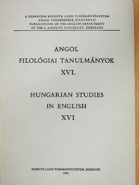 Bertha Csilla - Angol filológiai tanulmányok XVI. [antikvár]