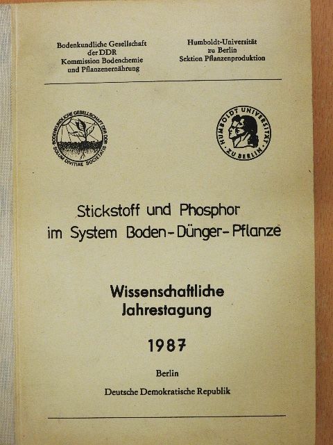 Günter Markgraf - Stickstoff und Phosphor im System Boden-Dünger-Pflanze [antikvár]