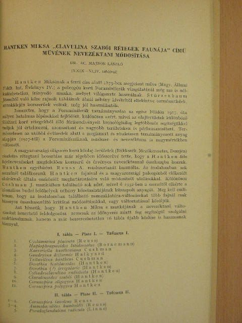 Dr. Majzon László - Hantken Miksa "Clavulina szabói rétegek faunája" című művének nevezéktani módosítása [antikvár]