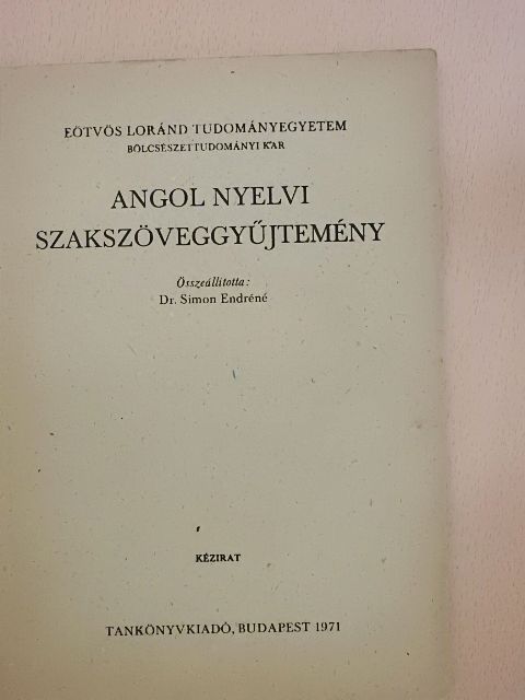 Angol nyelvi szakszöveggyűjtemény [antikvár]