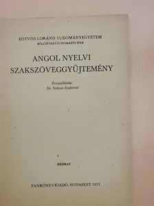 Angol nyelvi szakszöveggyűjtemény [antikvár]