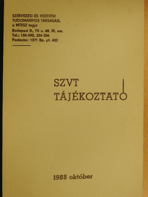 SZVT Tájékoztató 1988. október [antikvár]
