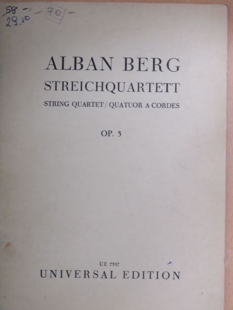 Alban Berg - Streichquartett 3. [antikvár]