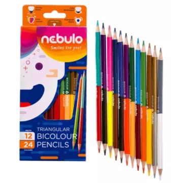 Nebulo: Kétvégű háromszögletű színes ceruza - 24 szín