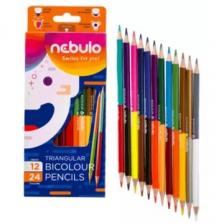 Nebulo: Kétvégű háromszögletű színes ceruza - 24 szín