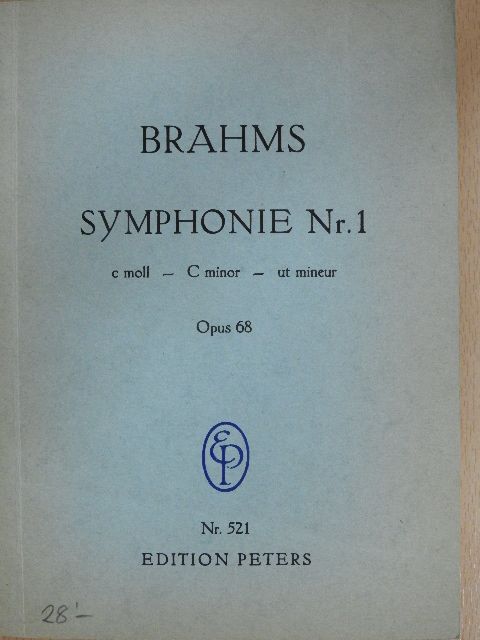 Johannes Brahms - Symphonie Nr. 1 c moll - C minor - Ut mineur [antikvár]