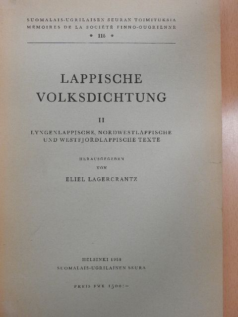 Lappische Volksdichtung II. [antikvár]