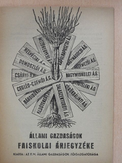 Állami gazdaságok faiskolai árjegyzéke 1957 [antikvár]