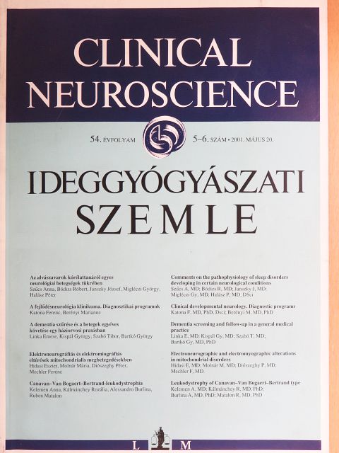 Boncz István - Ideggyógyászati Szemle 2001. május 20. [antikvár]