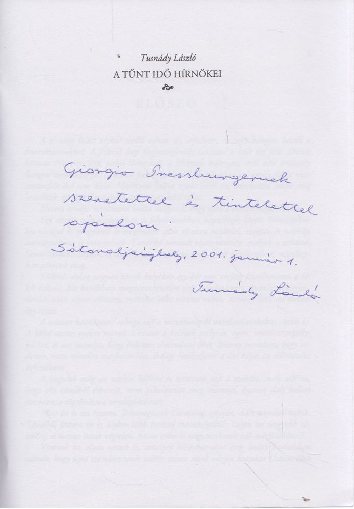Tusnády László - A tűnt idő hírnökei (dedikált) [antikvár]