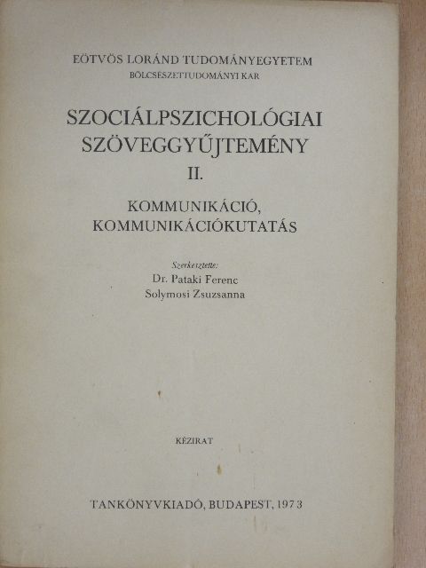 Buda Béla - Szociálpszichológiai szöveggyűjtemény II. [antikvár]