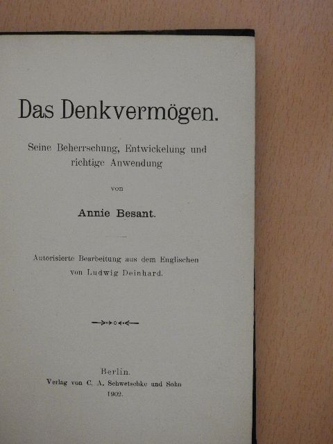 Annie Besant - Das Denkvermögen [antikvár]