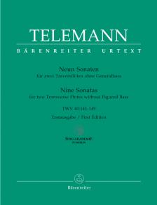 TELEMANN - NEUN SONATEN FÜR ZWEI TRAVERSFLÖTEN OHNE GENERALBASS TW 40:141-149 URTEXT
