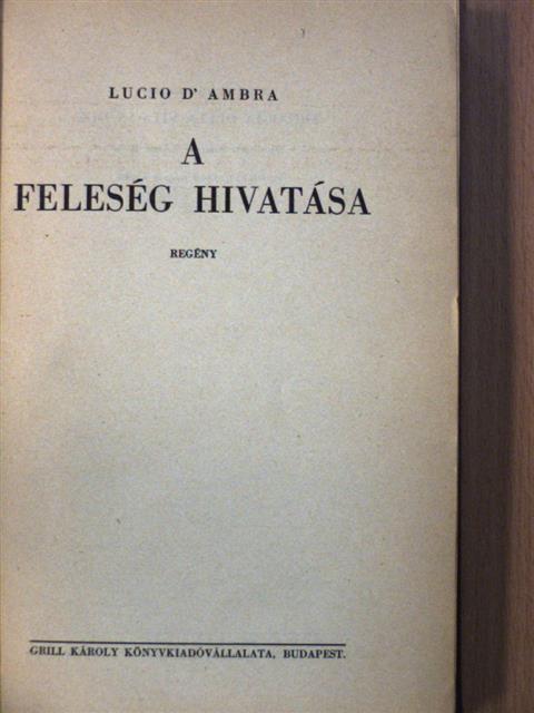 Lucio D'Ambra - A feleség hivatása [antikvár]