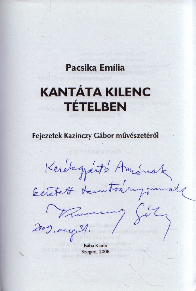 Pacsika Emília - Kantáta kilenc tételben (dedikált) [antikvár]