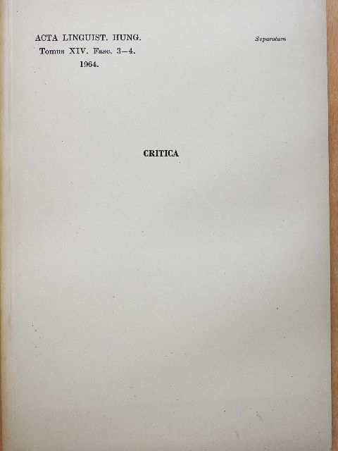 D. R. Fokos-Fuchs - Rolle der Syntax in der Frage nach Sprachverwandtschaft [antikvár]