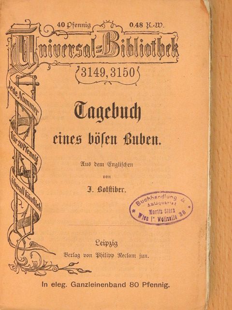 Tagebuch eines bösen Buben (gótbetűs) [antikvár]