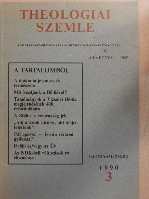 Borsa Gedeon - Theologiai Szemle 1990/3. [antikvár]
