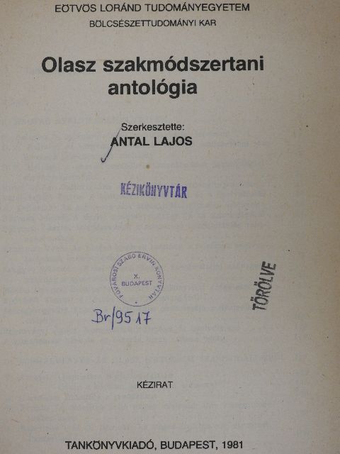 Ács Károly - Olasz szakmódszertani antológia [antikvár]