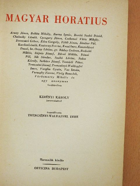 Q. Horatii Flacci - Magyar Horatius/Horatius Noster [antikvár]