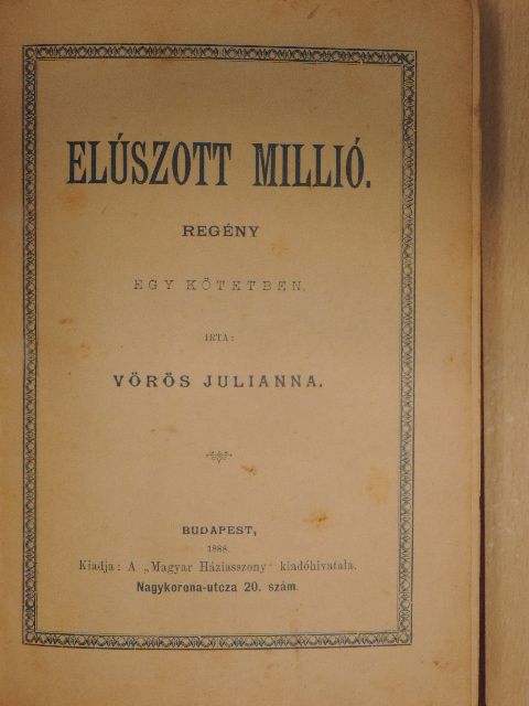 Vörös Julianna - Elúszott millió [antikvár]