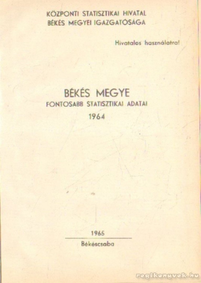 Békés Megye fontosabb statisztikai adatai 1964 [antikvár]
