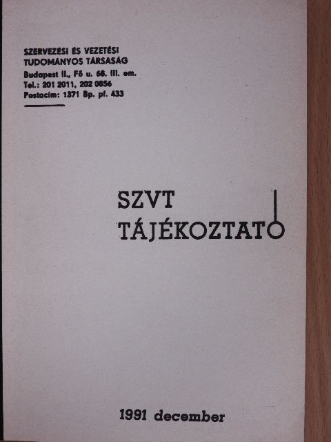 SZVT Tájékoztató 1991. december [antikvár]