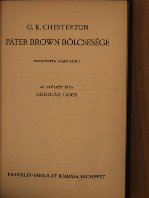 Gilbert K. Chesterton - Páter Brown bölcsesége [antikvár]