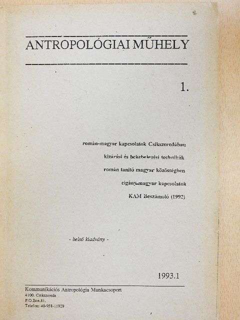 Biró A. Zoltán - Antropológiai műhely 1993. 1. [antikvár]