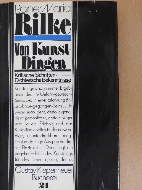 Rainer Maria Rilke - Von Kunst-Dingen [antikvár]