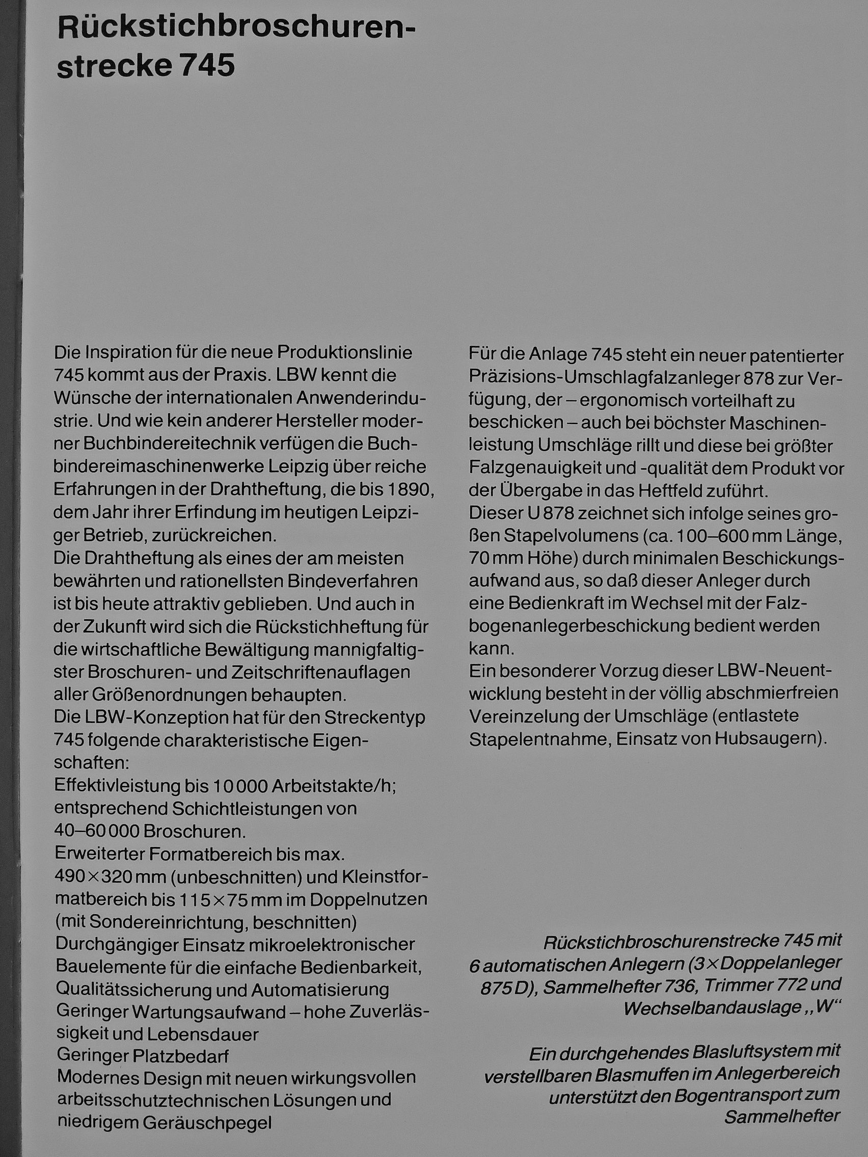 Rückstichbroschurenstrecke - Polygraph LBW 745 [antikvár]