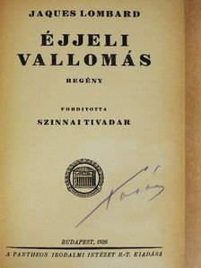 Jaques Lombard - Éjjeli vallomás [antikvár]