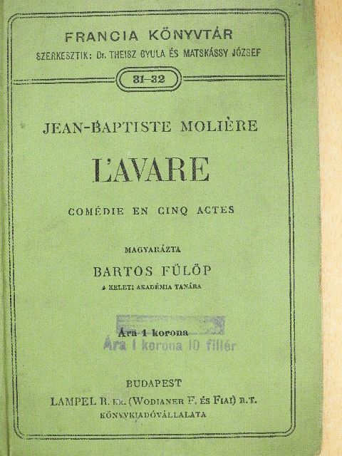Jean-Baptiste Moliére - L'avare [antikvár]